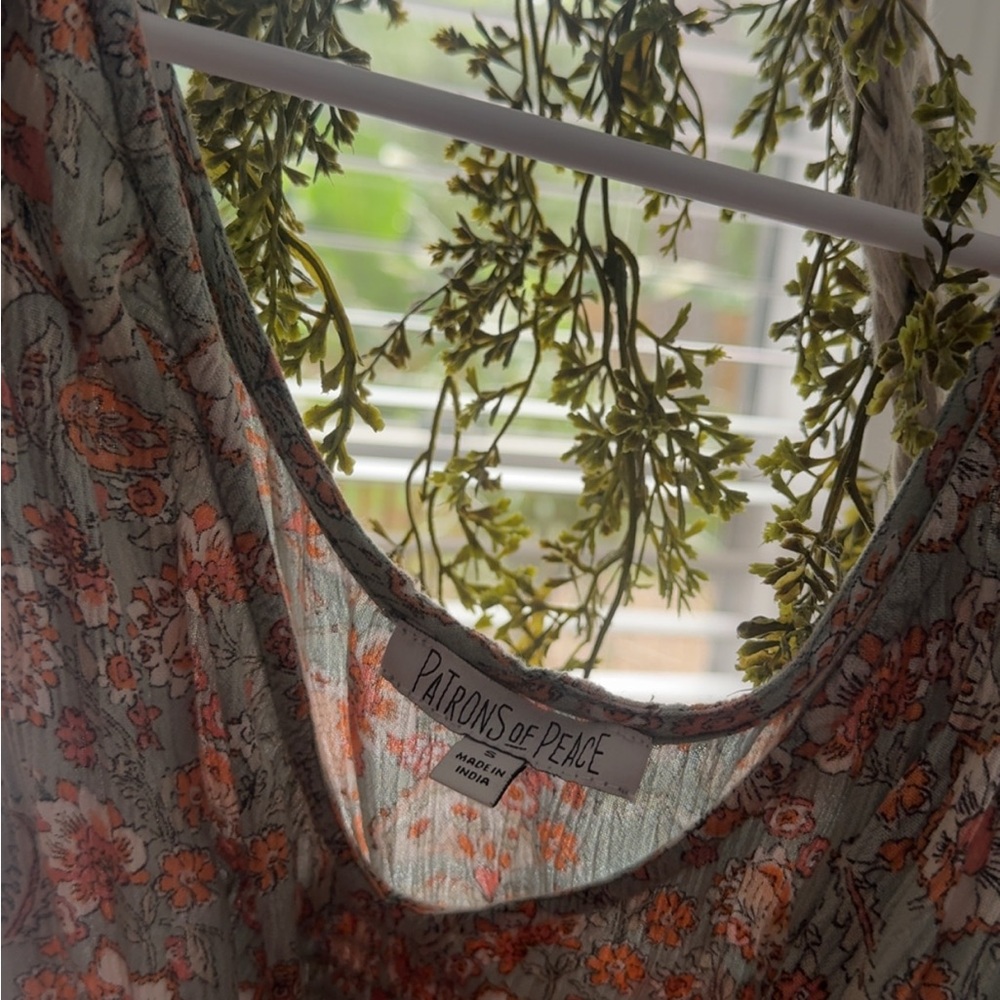 Patrons of Peace Floral Print Top in Orange and Gray